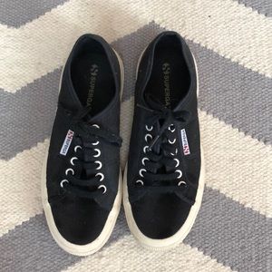 Black canvas Superga sneakers - barely worn!